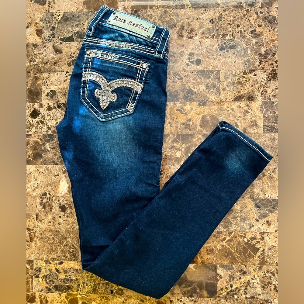 🧡Rock Revival Women’s July Cuffed Low Rise Skinny Jeans Size 26🧡